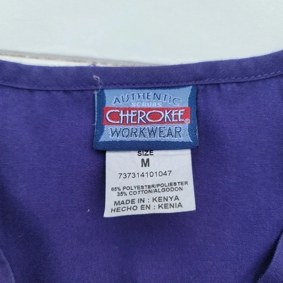 Lot Of 3 Womens Scrub Uniform Tops Solid Purple Cherokee WS GEAR Sz M - Picture 3 of 12